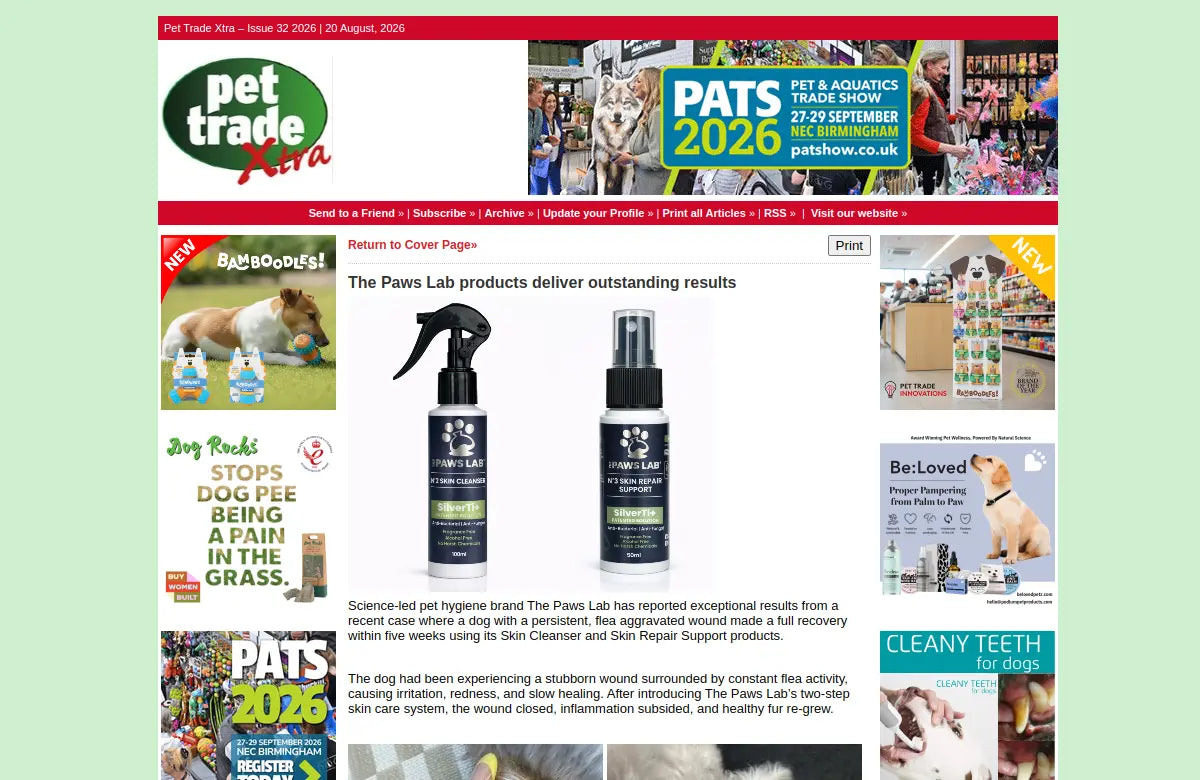 Opening of the article in Pet Trade Xtra
